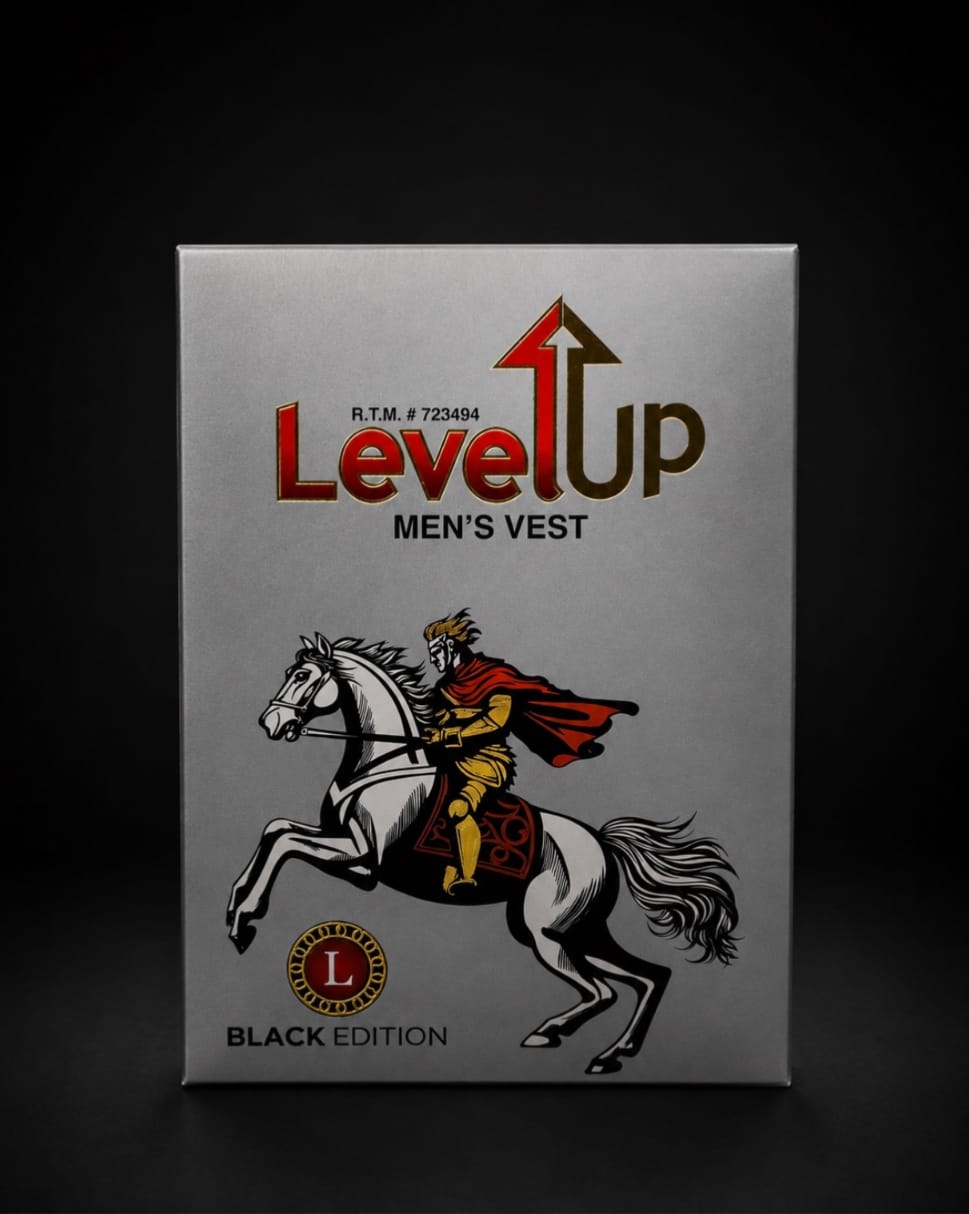 Level Up Black sleeve Less Vest - Pack Of 3
