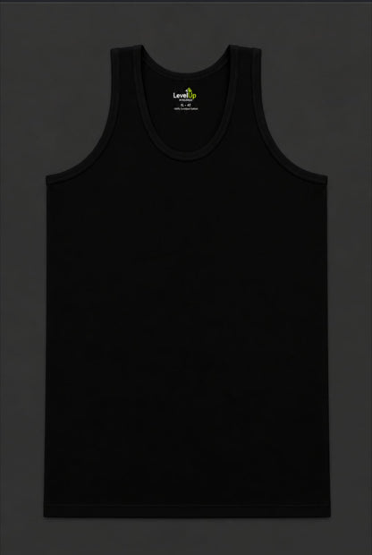 Level Up Black sleeve Less Vest - Pack Of 3