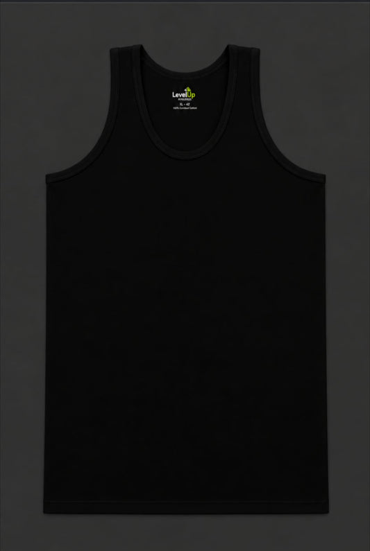 Level Up Black sleeve Less Vest - Pack Of 3