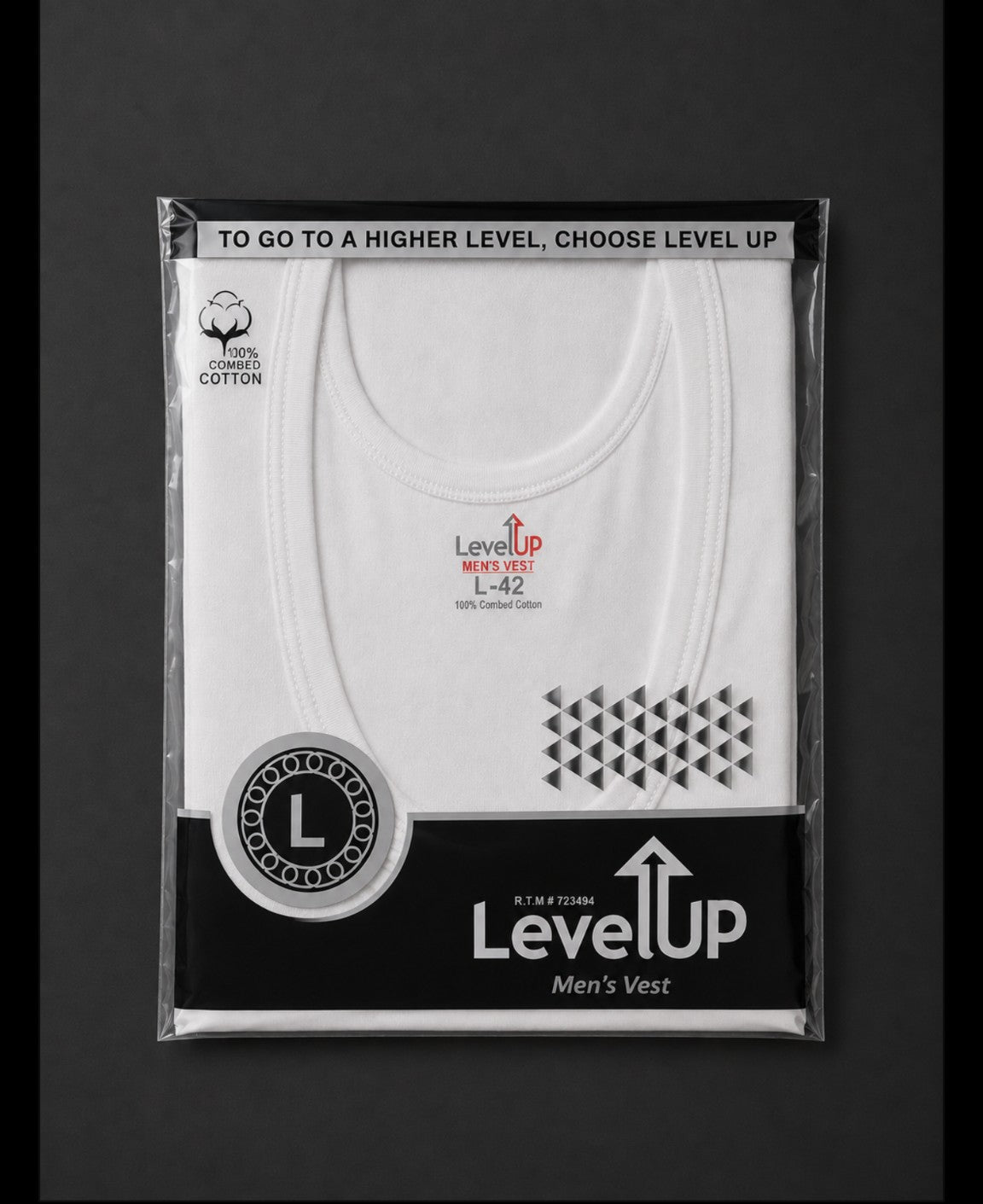 Level Up White sleeve Less Vest - Pack Of 3