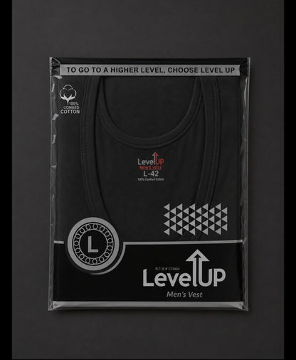 Level Up Black sleeve Less Vest - Pack Of 3