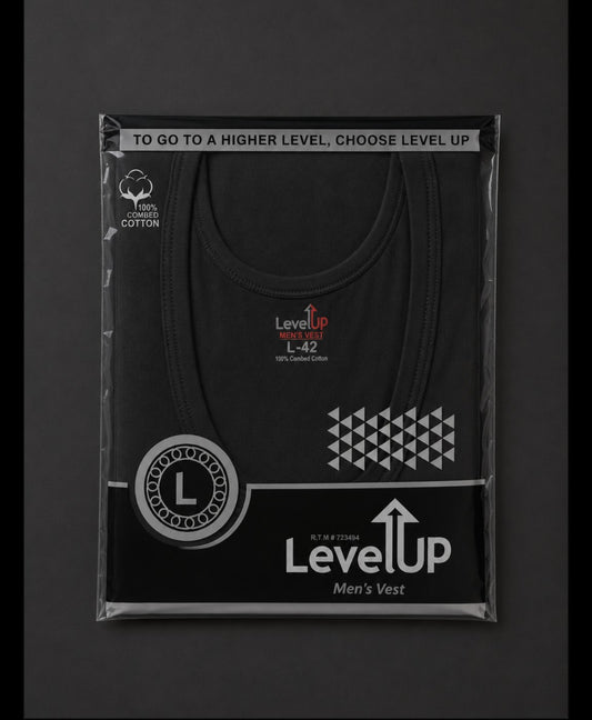 Level Up Black sleeve Less Vest - Pack Of 3